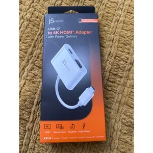 j5create USB-C to 4K HDMI Adapter Unisex OS White Excellent JCA152 100W PD